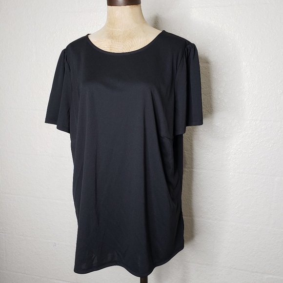 NWT Worthington Black Flounce Sleeve Top Size 0X - Picture 3 of 16
